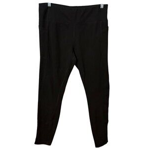 Womens Athletic Works Black High-Waist Leggings XL (16-18) W/ Pockets